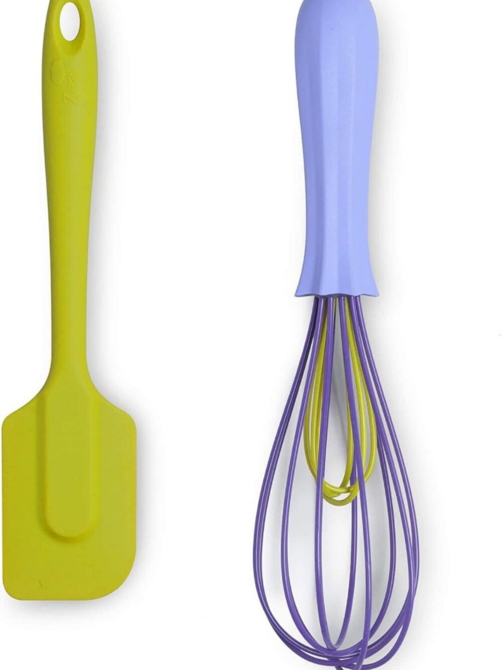 Non-Stick Silicone Whisk & Spatula Set - 2-Piece Kitchen Tools, Purple/Lime